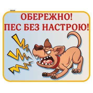 Табличка Обережно злий пес 54633 фото з прикладом дизайну