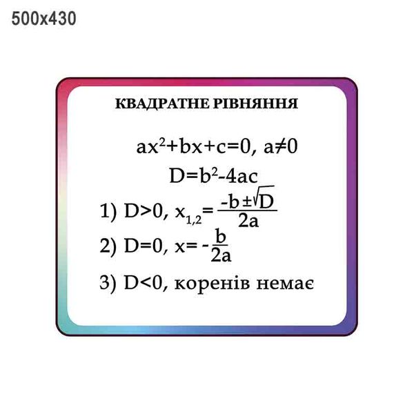 Стенд "Квадратні рівняння" фіолет 43221 фото