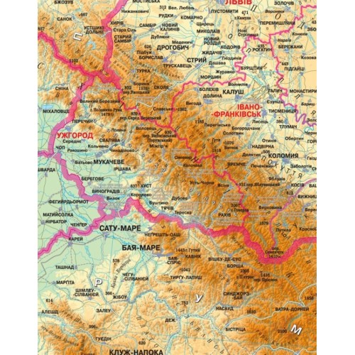 Фізична карта України 145х100 на планках фото 69601