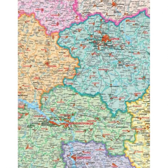 Административная карта Украины 193х133 см на планках фото 69930