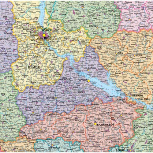 Административная карта Украины 150х105 на планках фото 69919