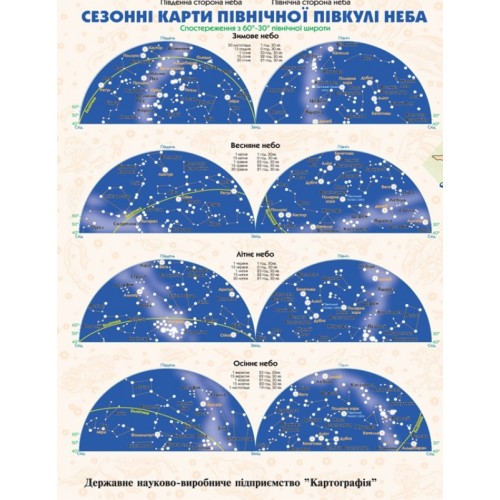 Зоряне небо. Навчальна карта 152х108 см на планках фото 70228