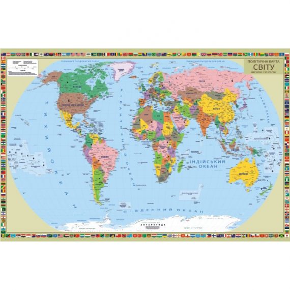 Політична мапа світу 150х100 на планках фото 71409
