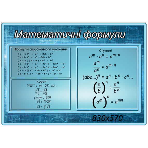 Стенд Математика формулы фото 42030